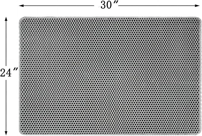Cat Litter Mat, Double Layer Honeycomb, 30"x24", Gray | XL Litter Box Mat, reduces Litter Tracking, waterproof non-slip, easy-clean, soft on paws, scratch resistant, BPA-free EVA