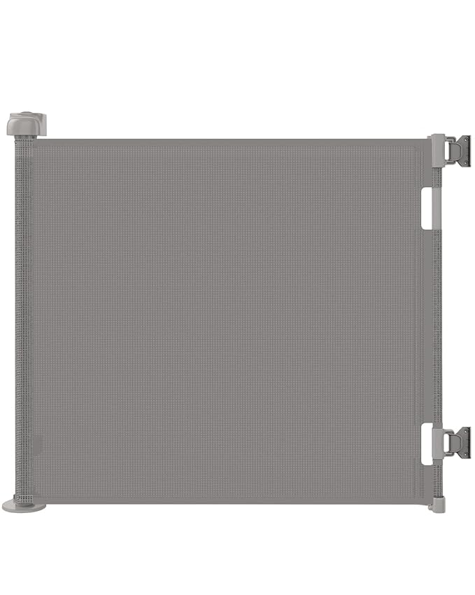 Retractable Baby Gate for Stairs & Doorways,71" Wide x 33.6" Tall Easy Installation Mesh Dog Gate for Indoor & Outdoor Use,Pet and Dog Safety Gate for Hallways(Grey)