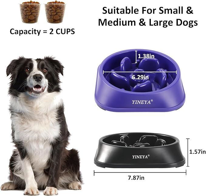 YINEYA 2PCS Slow Feeder Dog Bowls, Pet Supplies That Slow Down Eating, Pet Food Bowls, Maze Dog Puzzle Feeder for Medium Breed