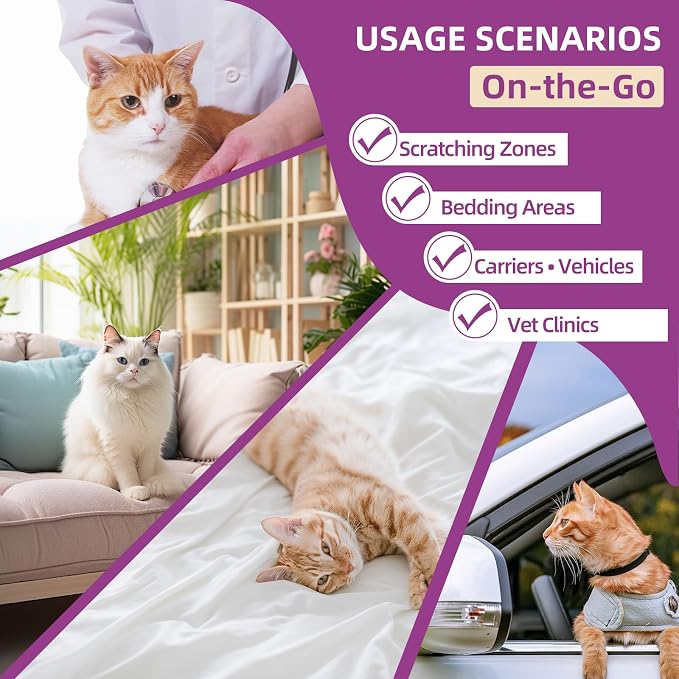 Cat Calming Pheromone Spray Kit Feline Calm Pheromones Vet Recommended Drug-Free Anxiety Relief for Multi-Cat Homes,Stops Scratching & Urine Marking,60-Day (120ML)