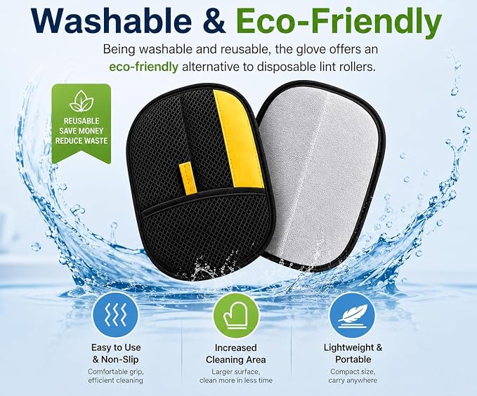 Electrostatic Pet Hair Removal Glove for Cats & Dogs, Reusable Electrostatic Hair Remover, Washable Grooming Glove for Removing Pet Hair from Clothes, Furniture, Carpets & Car Interiors
