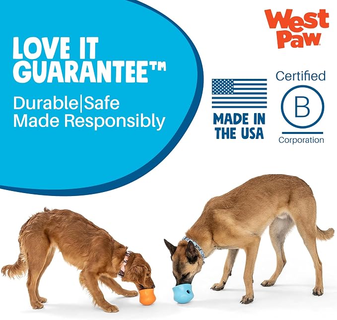 WEST PAW Zogoflex Toppl Interactive Treat Dispensing Puzzle Dog Toy for Mental Stimulation & Enrichment-Holds Kibble & Treats-Lickable, Freezable & Dishwasher Safe-Made in USA-X-Large-Aqua Blue