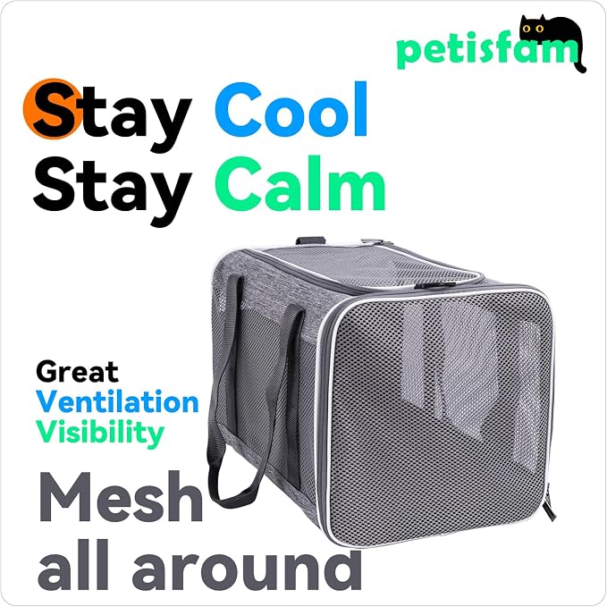 Soft Pet Carrier Bag for Cats and Puppy Under 20 lbs. Sturdy, Safe, Comfortable and Lightweight