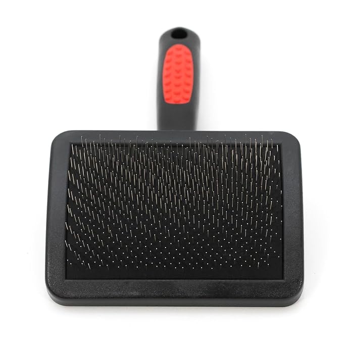 Jeffers Pet Dual Level Pin Universal Slicker Brush for Dogs, Cats & Small Pets - Curved Grooming Brush with Long & Short Pins for Shedding, Detangling, Finishing - Remove Mats & Dead Coat - Large