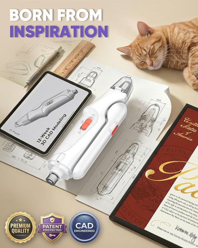 CATPICK 2-in-1 Cat Nail Clippers & Dog Nail Clippers Trimmers for Large Medium Small Dogs Cats Claw Trimmer Quick Sensor and Safety Guard USB Rechargeable with 2 LED Lights Dogs Nail Trimmer