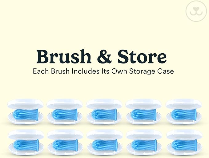 Jasper Dog Toothbrush, 360 Degree Pet Tooth Brushing Kit, Cat Toothbrush, Canine Dental Care & Teeth Cleaning Kit, Pet Finger Tooth Brush, Use with Dog Toothpaste, 10-Pack Blue