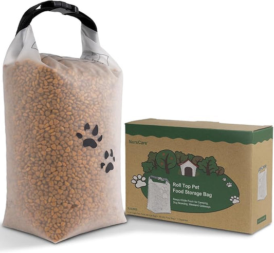 Dog Food Storage Bag with Roll-Top Closure, for Traveling, Camping,Boarding,14 Cups + 195 Poop Bags.