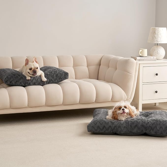 EHEYCIGA Washable Small Dog Bed for Crate 23x18 Inch, Kennel Pad for Puppy Up to 25 lbs, Plush and Comfy Pet Sleeping Mat, Charcoal