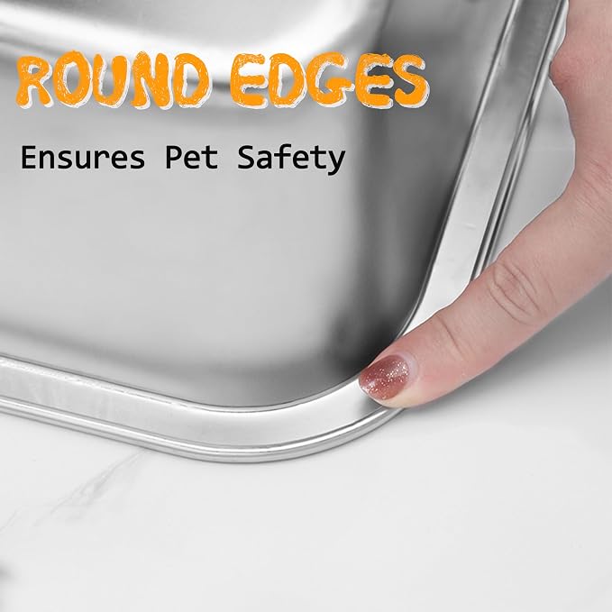 Stainless Steel Cat Litter Box, 23.6"×15.7"×6" Metal Litter Pan, Extra Large Cat Litter Box for Multiple Cats, Easy Cleaning