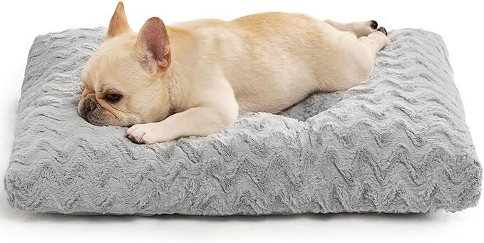 EHEYCIGA Washable Medium Dog Bed for Crate 29x21 Inch, Kennel Pad for Dogs Up to 35 lbs, Plush and Comfy Pet Sleeping Mat, Grey