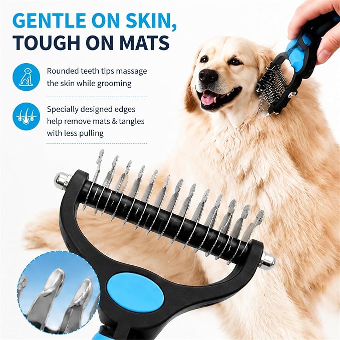 Nolaras Dog Grooming Tool, Professional Deshedding Tool Dogs & Cats - Gentle, Efficient & Fur, Pet Grooming Brush, Dog & Cat Grooming Tool (Red Big)