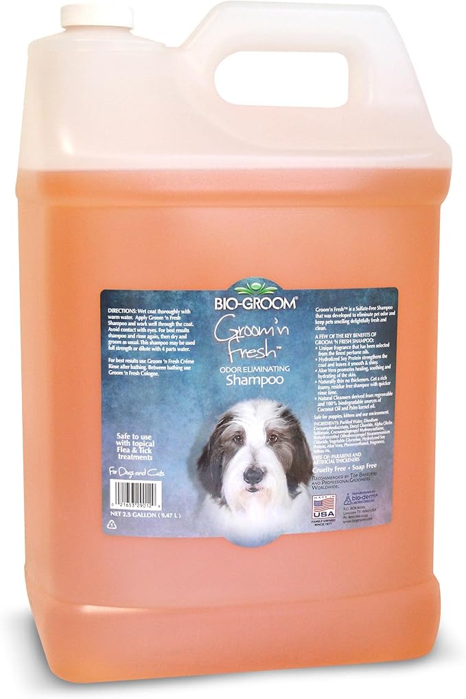 Bio-Groom Groom'n Fresh Dog Shampoo – Odor Eliminating, Dog Bathing Supplies, Puppy Wash, Cat & Dog Grooming Supplies, Cruelty-Free, Made in USA, Dog Products – 2.5 Gallons | Dog Bathing Supplies, Puppy Wash, Cat Grooming Supplies, Cruelty-Free, Made i...