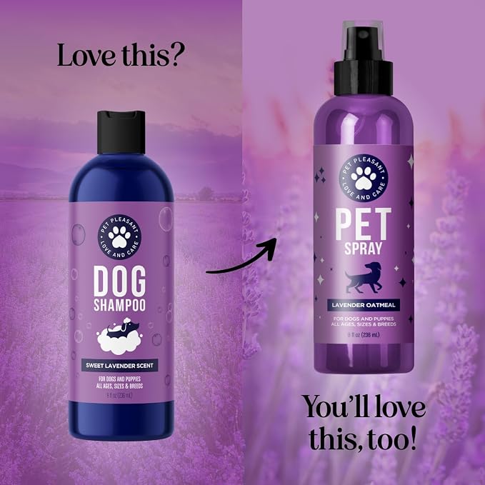Moisturizing Oatmeal Dog Shampoo for Dry Skin - Calming Lavender Dog Shampoo with Aloe Colloidal Oatmeal and Jojoba Oil for Clean Coat & Skin Relief - Sulfate Paraben Phthalate & Dye Free (8 Fl Oz)