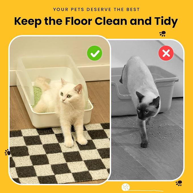 Conlun Cat Litter Mat Litter Trapping Mat, Premium Durable PVC Cute Cat Litter Box Mat, Non-Slip, Less Waste Kitty Litter Mat, Soft on Kitty’s Paws, 24”x 17” cat matts for litter, Chessboard