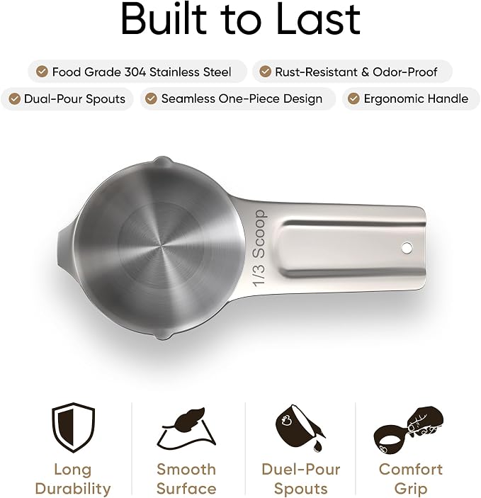 Color Up ⅓ Cup Pet Food Scoop – Stainless Steel Dog Food Scoop Cup – Rust-Resistant, Durable Measuring Scoop for Dogs, Cats, Birds & Rabbits – Ideal for Dry Food & Treats