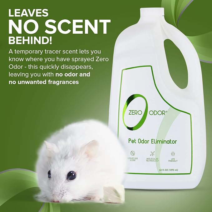 Zero Odor Pet Odor Eliminator Refill for Dog & Cat Urine, Carpet Deodorizer | Enzyme-Free, Urine Smell Eliminator for Pet Beds, Litter Areas & Furniture, No Lasting Scent, 64 FL OZ