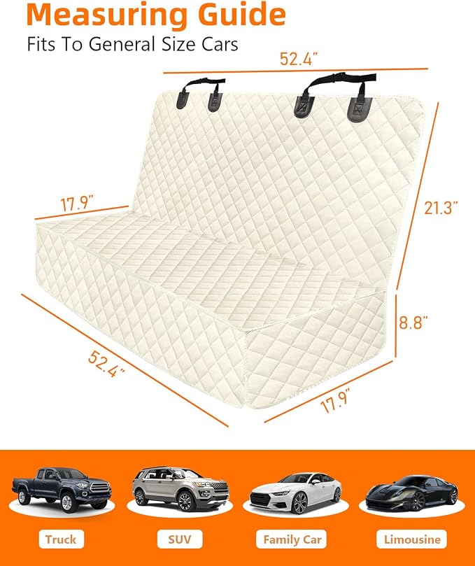 PETICON Waterproof Scratchproof Pet Bench Seat Covers for Cars, SUVs, Nonslip Durable Back Seat Cover for Dogs, 600D Oxford Fabric, Machine Washable