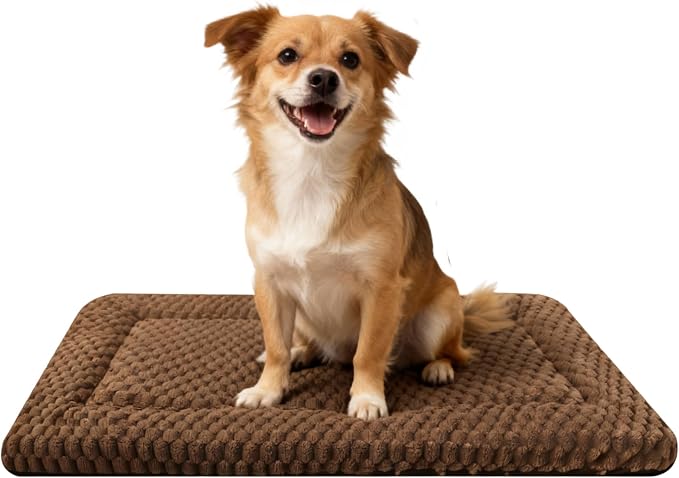 Dog Bed mat Machine-Washable Dog cage mat Dark Brown（30x20x1.5in） | Soft reversible design with non-slip bottom, machine washable, lightweight, ideal for crates, travel, and home