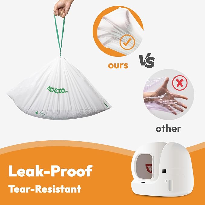 50 Pack Litter Box Liner Bags, Compatible with Petkit Pura Max & X, Self-Cleaning Cat Litter Box Replacement Waste Bags, Drawstring Leak-proof Cat Litter Box Trash Bags