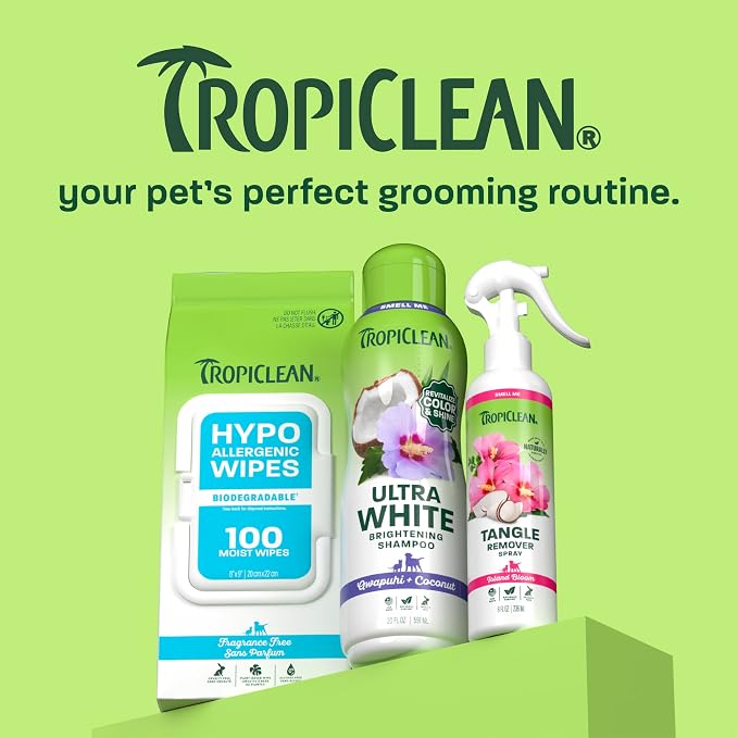TropiClean Whitening Dog Shampoo, Ultra White Brightening Formula, 20oz