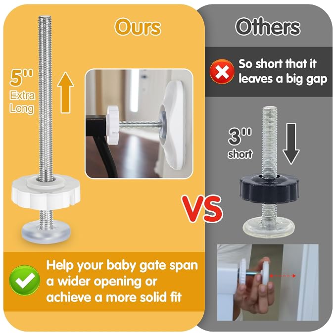 Dreyoo Baby Gate Extender Extension, 4 Pack Pet Gate Threaded Spindle Rods M8 (8MM) Accessory Screw Bolts, Replacement Hardware Parts for Pressure Mounted Baby Gate (Protector Style)