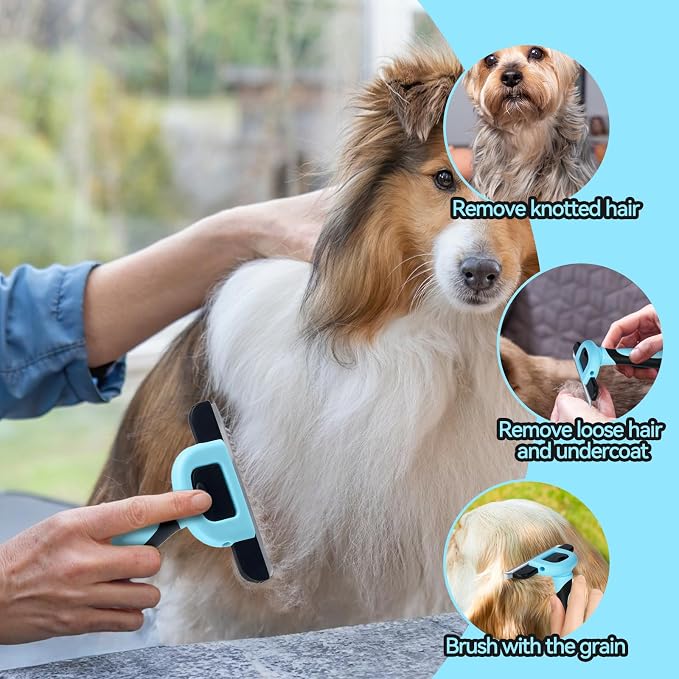 Deshedding Brush for Cats Short Hair Dogs - Undercoat Rake Reduces Shedding | Professional Pet Grooming Tool & Effective Deshedding Tools Short Hair Deshedding Brush to Reduce Shedding by 95%