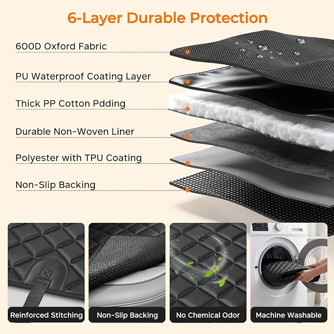 URPOWER Dog Car Seat Cover for Pets 100% Waterproof Seat Cover Hammock 600D Heavy Duty Scratch Proof Nonslip Durable Soft Back Seat Covers for Full Size Trucks