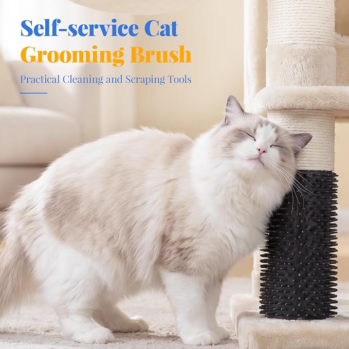 Hey-brother Cat Tree, Multi-Level Tower with 3 Condos, Hairbrush, MPJ035-MM