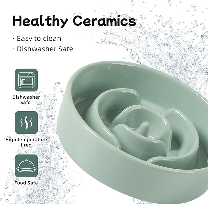 Havniva Ceramic Slow Feeder Dog Bowls, 0.9 Cups Dog Bowl Slow Feeding for Small Breed, 6.1inch Puzzle Dog Food Bowl Slow Feeder Non-Slip Anti-Gulping and Anti-Choking Reduces Bloating