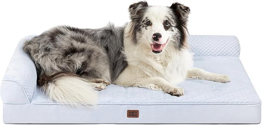 EHEYCIGA XL Dog Bed Memory Foam for Crate, Extra Large Dog Bed Orthopedic with Washable Removable Cover, Waterproof Pet Sofa Couch XLarge Size Dogs, 41x27x6.5, Washblue