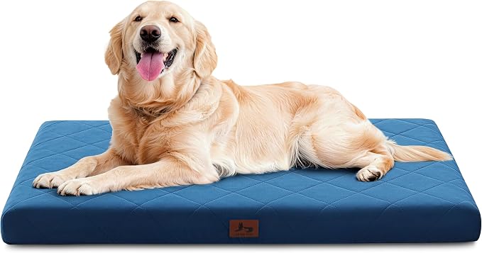 Orthopedic Dog Bed Mat Large Medium Sized Dogs, Waterproof Dog Crate Bed with Removable Cover, Washable Pet Bed with Egg Crate Foam, 35"x22", NOT Chewproof