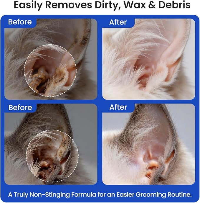 Itch Relief Natural Ear Cleaner for Dogs & Cats 8.45 oz | pH Balanced, No-Sting, Manuka Honey & Green Tea, Itch Relief, Odor Eliminating, Yeast Prevention for Dogs & Cats