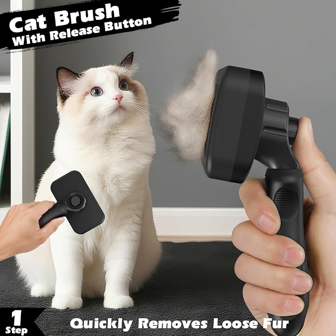 Comotech 3PCS Cat Grooming Supplies,Cat Brush & Nail Clipper/Trimmer & Flea Comb for Shedding Indoor Cats Dogs and Small Animals - Meet All Your Pet's Daily Grooming Needs - All in One Set (Green)
