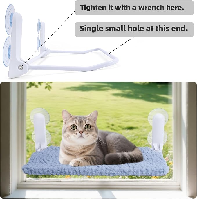 AIWIKIDE Cat Window Perch, Easy Install Bracket, Portable Wall Hammock for Indoor Cat, Light Blue