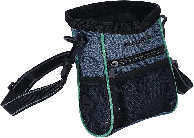 Portable Dog Treat Pouch Pet Puppy Treat Bag for Training Animal Walking Snack Container Bait Holder Kibble Hiking Toy Carries Pack with Waist Belt, Shoulder Strap, Built-in Poop Bag Dispenser