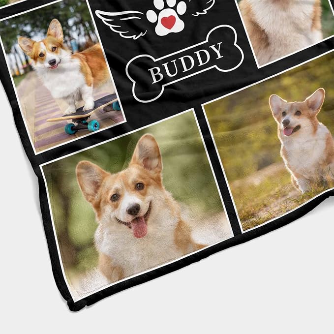 InterestPrint Personalized Dog Pet Memory Blankets with Beloved Photo in Loving Memory of Dog Blanket Custom Loss of Loved one Memorial Blanket Gift for Dogs Lovers 50X60 Inch