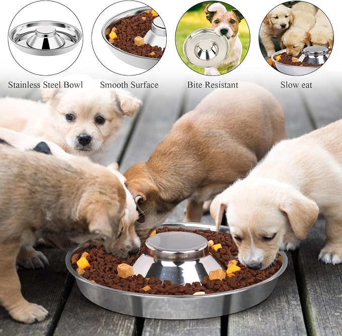 4 Pack Stainless Steel Puppy Bowls, Puppy Feeding Bowls for Litter, 11.8″ Metal Dog Food and Water Bowl Set for Small Dogs Cats, Puppys Feeders for Multiple Puppies, Whelping Supplies