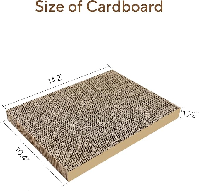 AUSCAT Cat Cardboard Scratcher, 4 PCS Reversible Cat Scratching Boards with Box for Indoor Kitty to Rest and Play, 14.8" L x 10.8" W x 5.2" H.