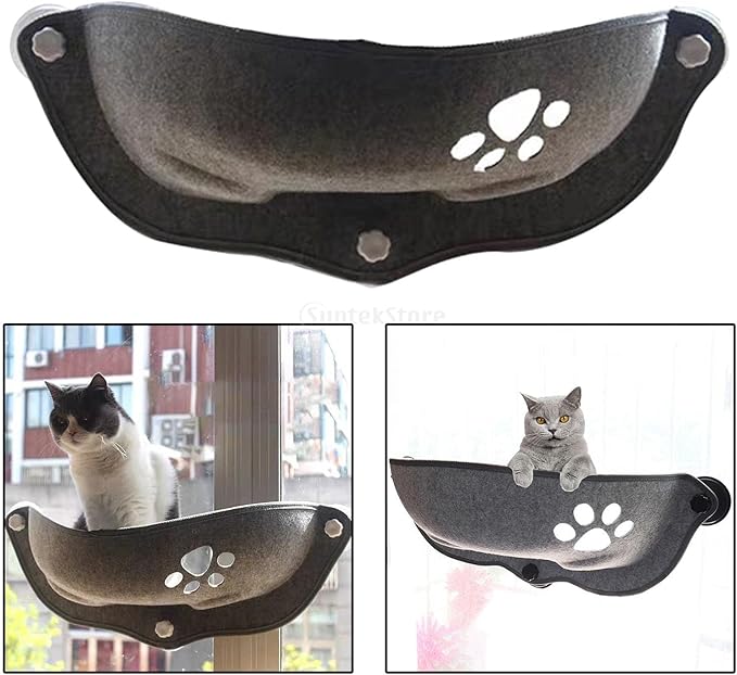 Cat for Window Cars, Sill with Washable Cushion Pad, Suction Cups Space Saving, Pet Resting Seat Window Perch, Grey