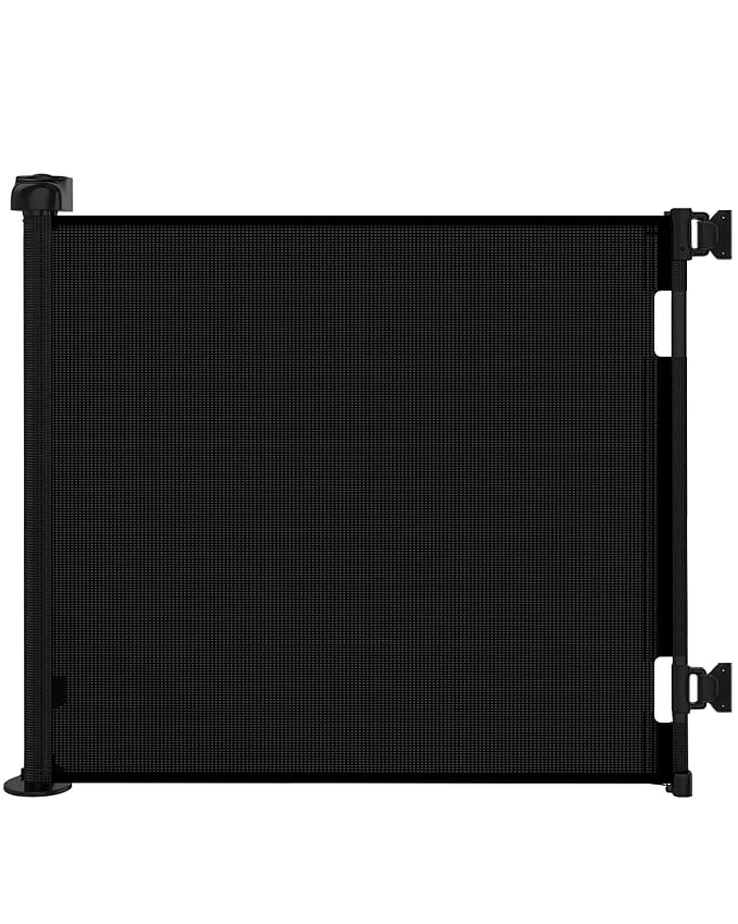 Retractable Baby Gate for Stairs & Doorways,71" Wide x 33.6" Tall Easy Installation Mesh Dog Gate for Indoor & Outdoor Use,Pet and Dog Safety Gate for Hallways(Black)