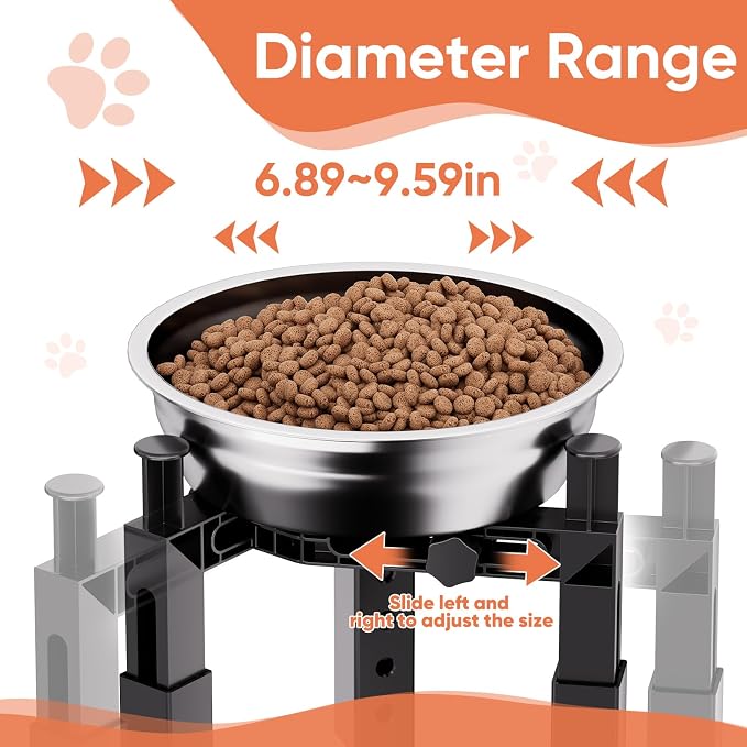 XIAZ Dog Bowl Stand Elevated Food Water Bowl Holder for Large Medium Small Sized Dog, Heights&Width Adjustable, Non-Slip, Durable, Elevated Feeding Bowl Stand for All Dogs Bowls (Stand Only)
