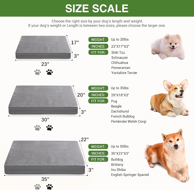 Waterproof XXXL Dog Beds Large Sized Dogs, Outdoor Washable Crate Pad 54 inch, Jumbo Foam Pet Bed with Removable Cover Reversible, Anti-Slip Kennel Pad, 53"x36", Gray