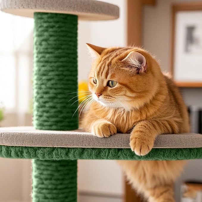 Sisal Rope for Cat Scratcher 1/4" 100 Ft Cat Tree Twine for Repairing Cat Scratching Post Replacement DIY Hemp Rope for Carpet Mat, Pet Toy, and Crafts Gardening Home Decorating (Green)