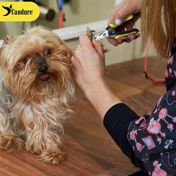 Candure Dog Nail Clippers for Pet Grooming - Professional Cat Nail Trimmers Suitable for Small to Medium Breeds with a Safety Guard & Nail File | Pet Nail Clipper