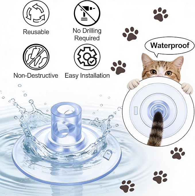 4 Pcs Replacement Suction Cup for Cat Window Perch, Extra Thick Heavy Duty PVC Sucker Pads, 3.3" Powerful Vacuum Hooks for Cat Hammock, Window Bed, Shelf, Max Load Support