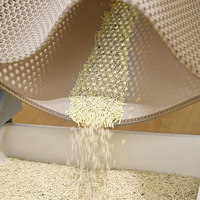 Cat Litter Mat Cat Litter Trapping Mat, 24 x 18 inch Honeycomb Double Layer Design, Urine and Water Proof Material, Scatter Control, Less Waste, Easier to Clean, Washable yellow