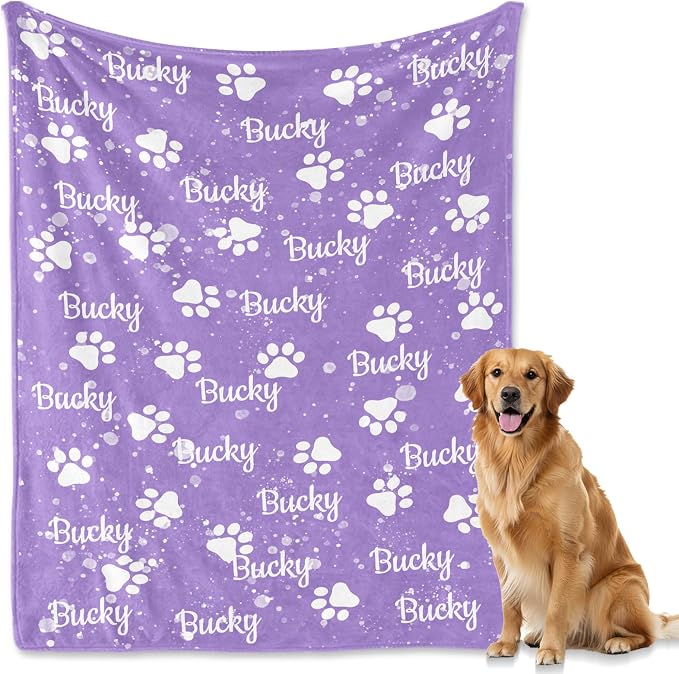 Personalized Dog Blanket, Customized Pet Blankets with Name Picture, Throw Blanket for Small Medium Large Dog Puppy Cat