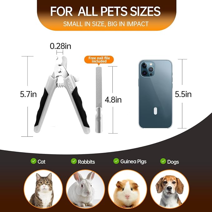 IREDOON Dog Nail Clippers and Trimmer, Ultra-Sharp Pet Nail Clippers with Nail File for Grooming - Dog Claw Care for Small & Large Dog