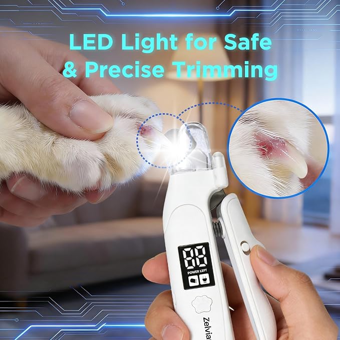 2-in-1 Dog & Cat Nail Clipper and Grinder, LED Light, USB-C | Low-Noise Motor, Safety Lock, Nail Catcher, 3 Grinding Ports and Rechargeable Design for Cats, Small and Medium Dogs