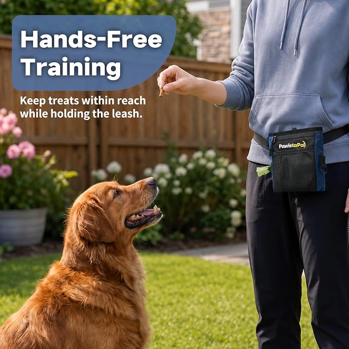 Dog Treat Pouch for Pet Training, One-Hand Magnetic Closure, Hands-Free Treat Bag with Silicone Liner, No Mess No Smell